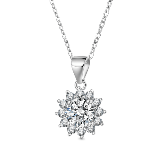 Gnoce Moissanite Sunflower Necklace Platinum-plated Silver Blend_1