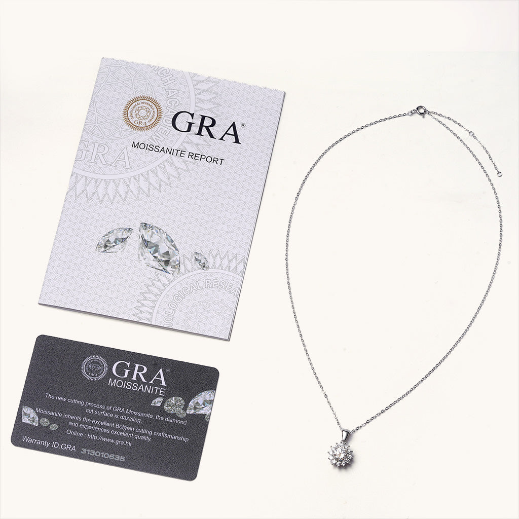 Gnoce Moissanite Sunflower Necklace Platinum-plated Silver Blend_3