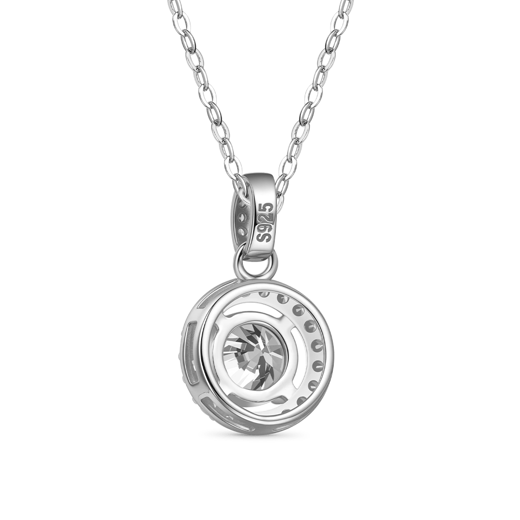 Gnoce Round Cut Rubover Moissanite Necklace Platinum-plated Silver Blend_2