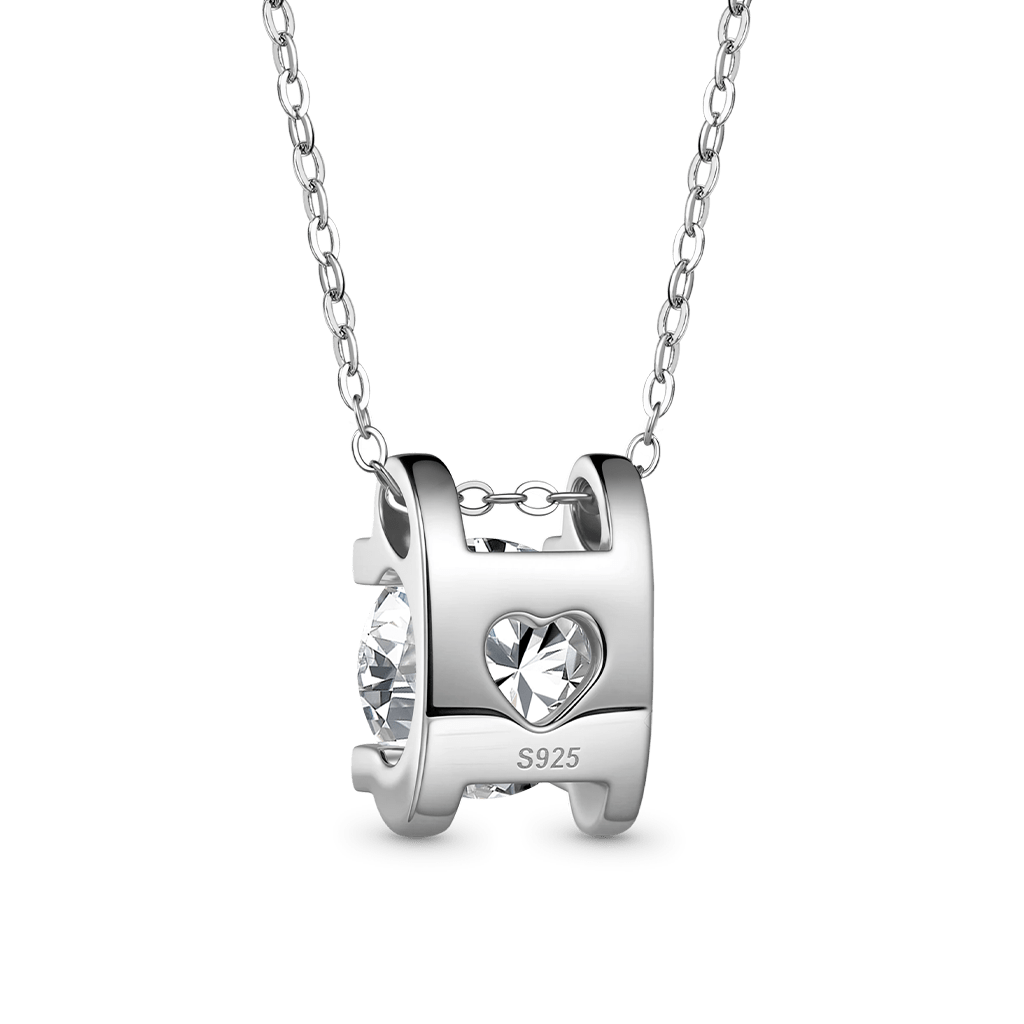 Gnoce Round Cut Moissanite Necklace Platinum-plated Silver Blend_2
