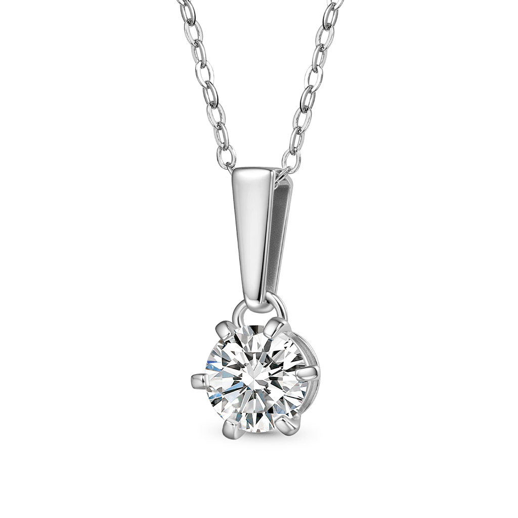 Gnoce Moissanite Drop Solitaire Necklace Platinum-plated Silver Blend_1