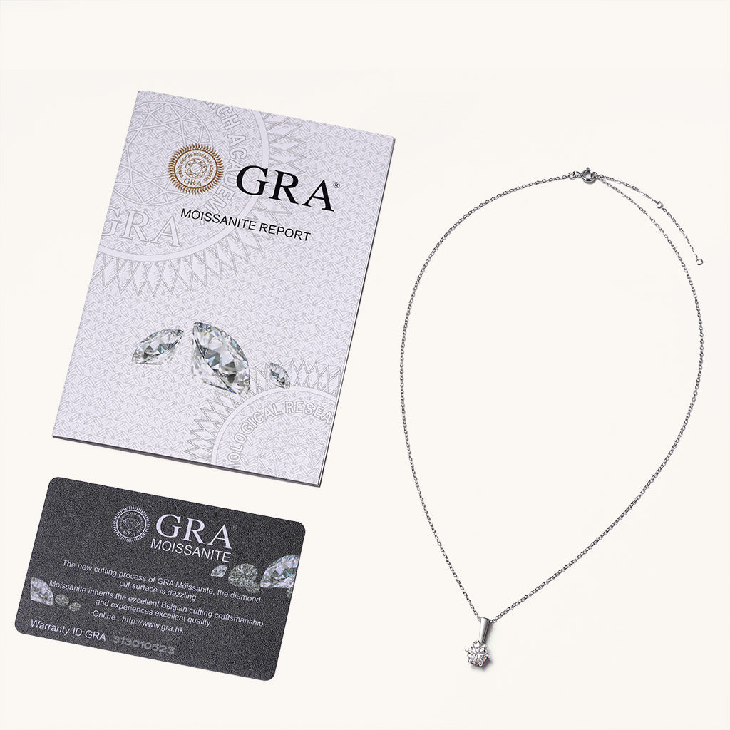 Gnoce Moissanite Drop Solitaire Necklace Platinum-plated Silver Blend_3
