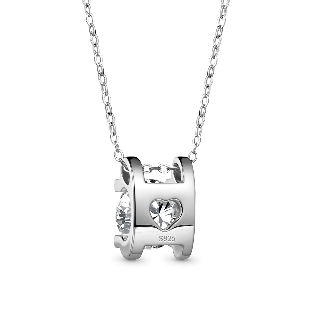 Gnoce Round Moissanite Solitaire Necklace Platinum-plated Silver Blend_2