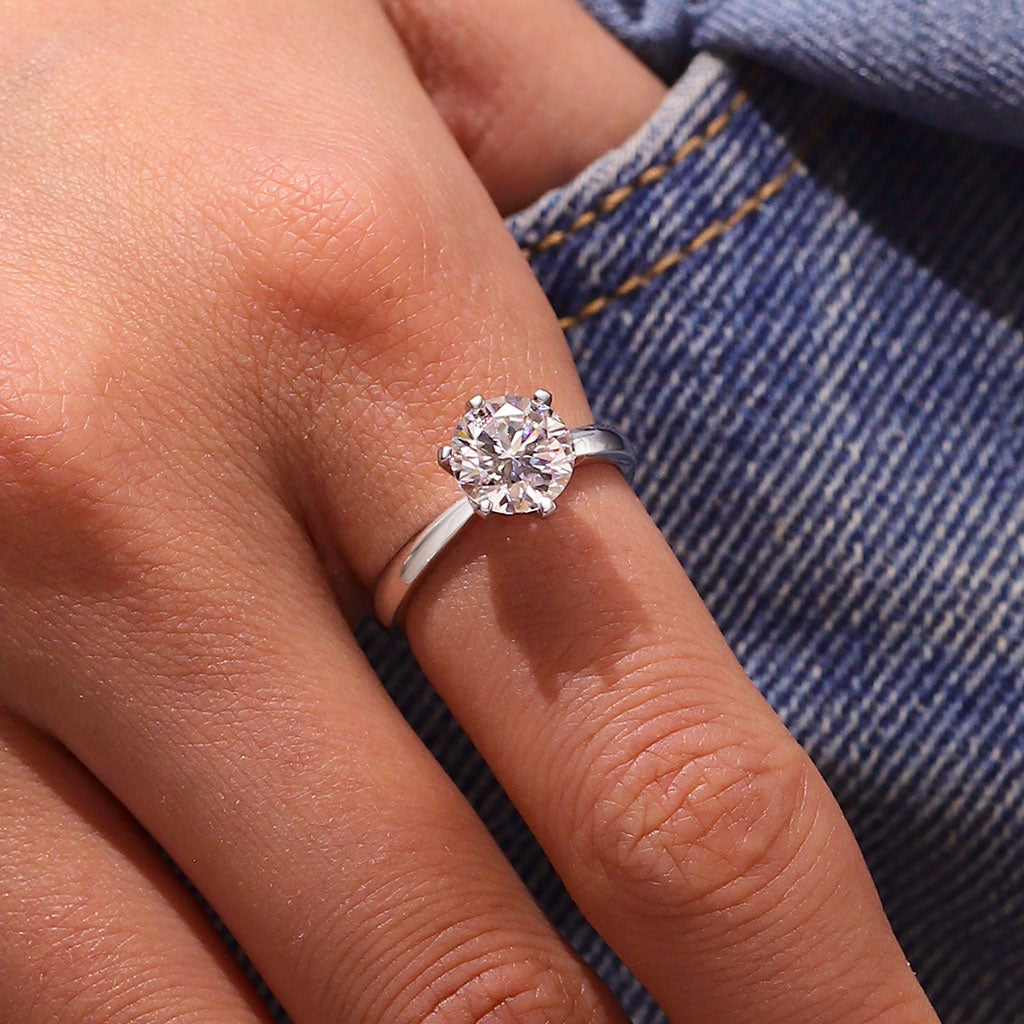 Gnoce Classic 2CT Round Halo 925S & VVS Moissanite Engagement Ring_5
