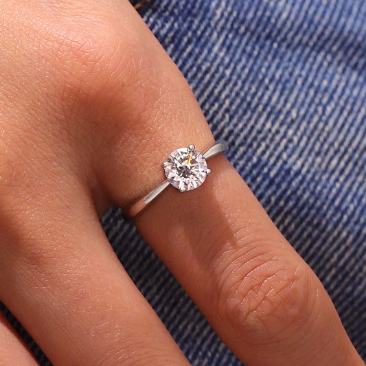 Gnoce Moissanite Engagement Ring Platinum-plated Silver Blend_5