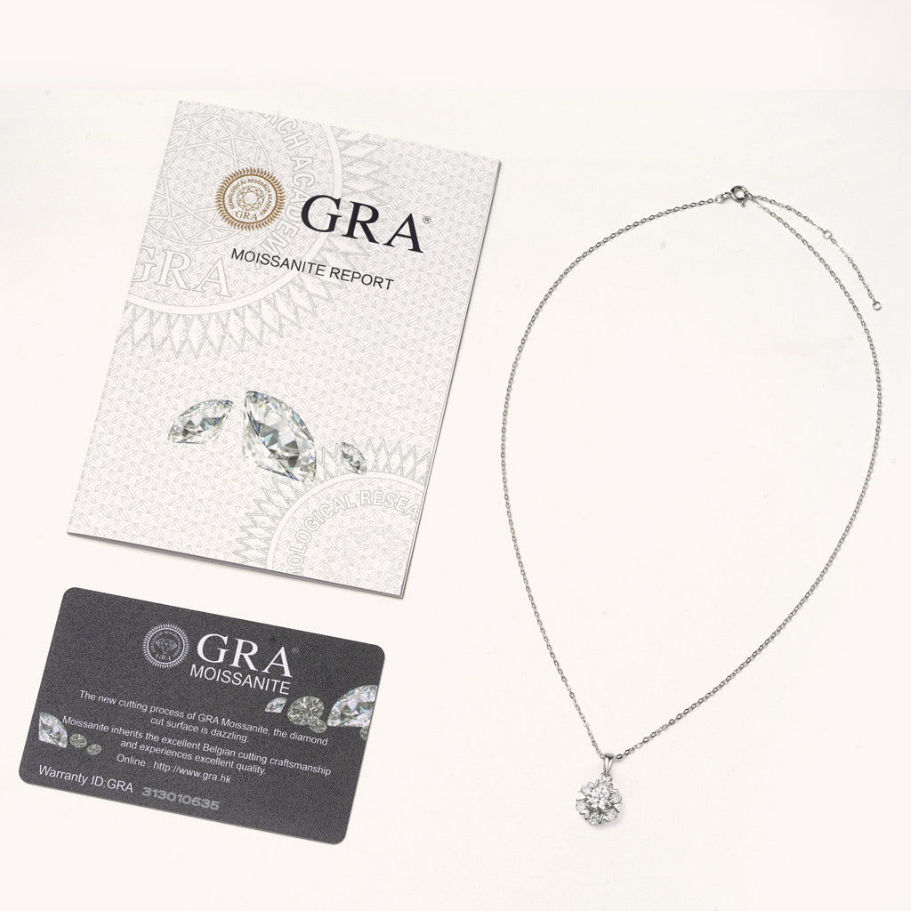 Gnoce Moissanite Snowflake Necklace Platinum-plated Silver Blend_3