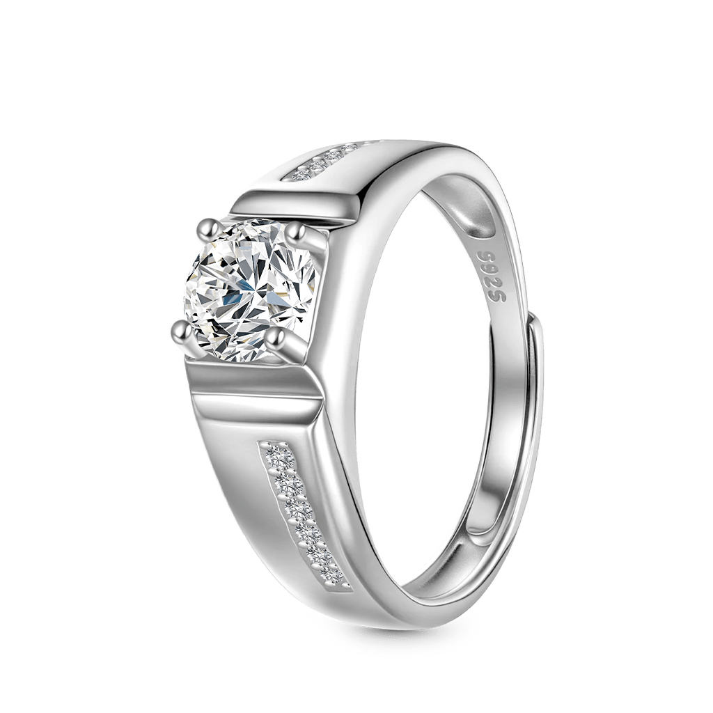 Gnoce Moissanite Men Wedding Ring Platinum-plated Silver Blend_2