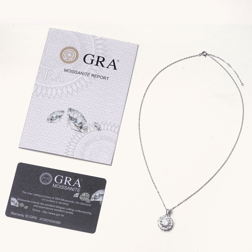 Gnoce 5Ct Round Moissanite Sunflower Necklace Platinum-plated Silver Blend_3
