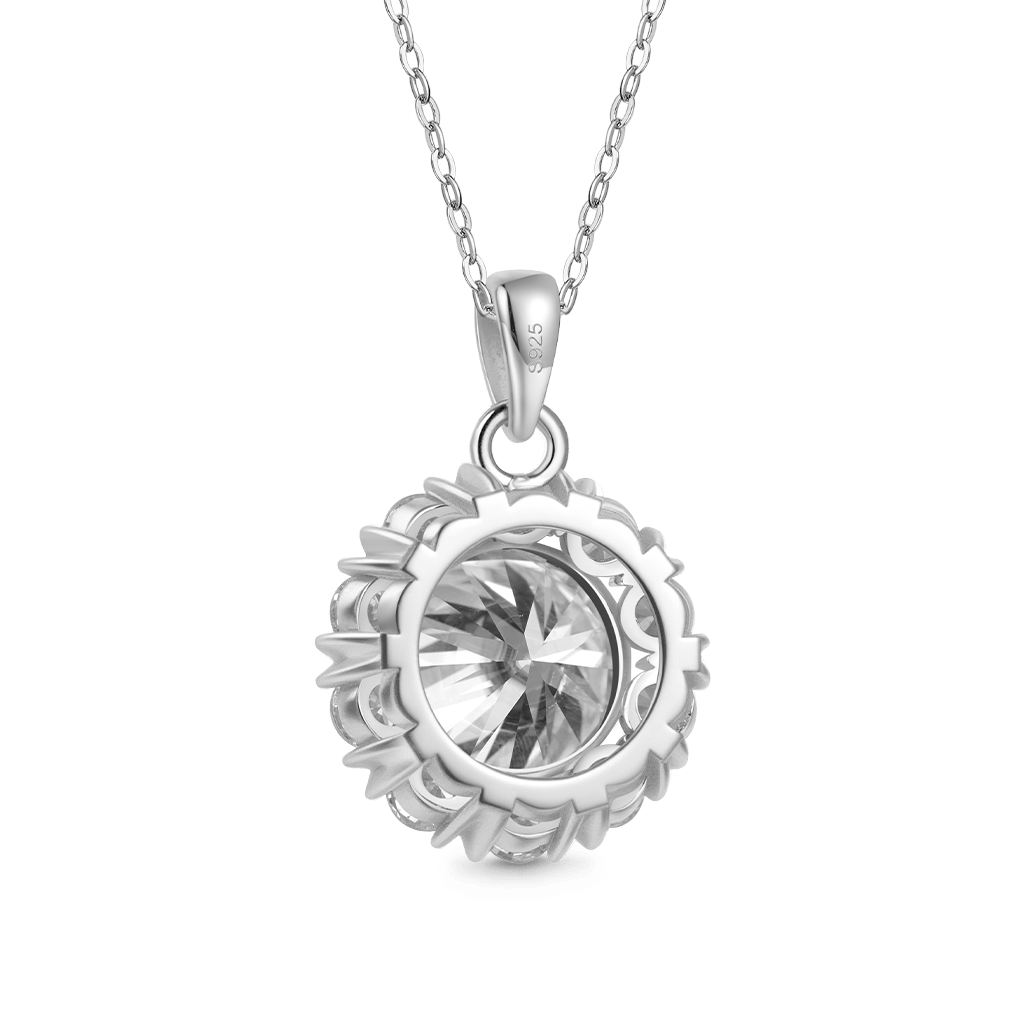 Gnoce 5Ct Round Moissanite Sunflower Necklace Platinum-plated Silver Blend_2