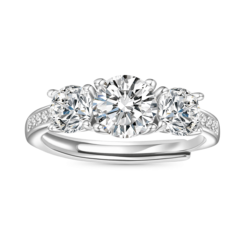 Gnoce 0.7 Ct Round VVS Moissanite Three-Stone Ring_1
