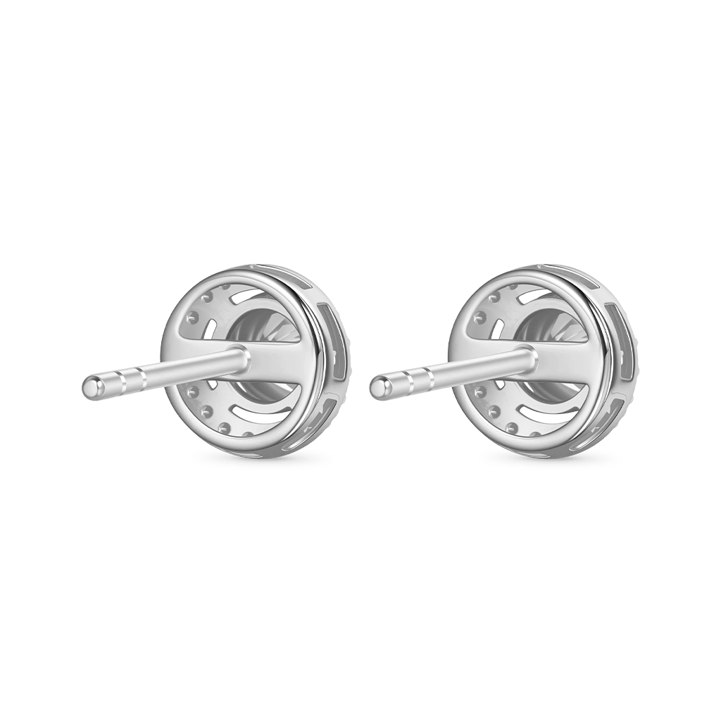 Gnoce Round Cut Rubover Moissanite Earrings Platinum-plated Silver Blend_2