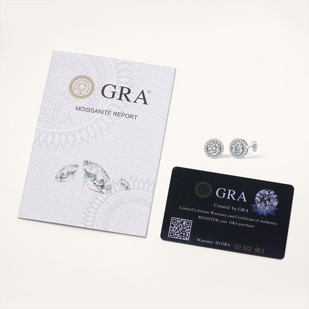 Gnoce Round Cut Rubover Moissanite Earrings Platinum-plated Silver Blend_3