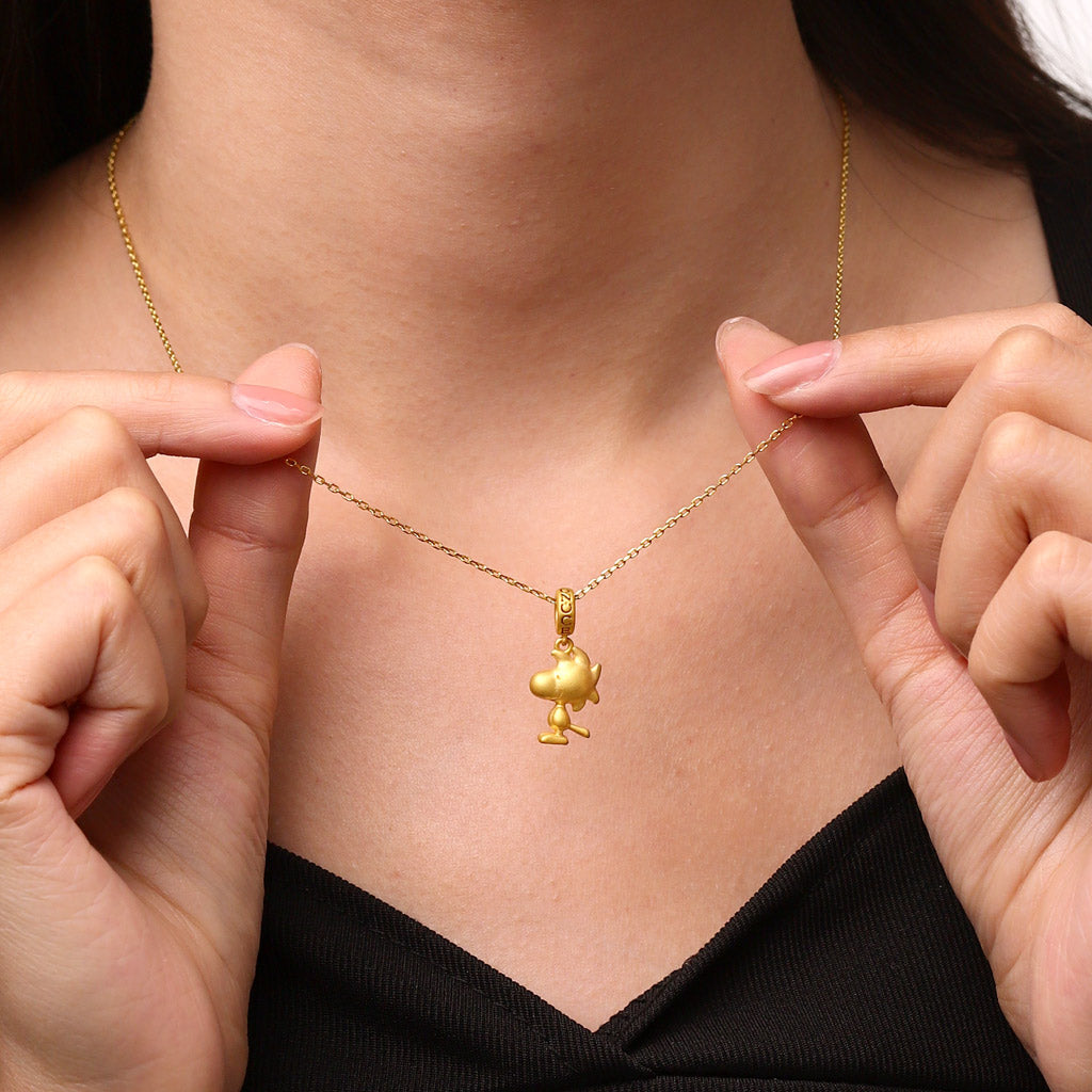 Gnoce 18k Gold Peanuts Woodstock Pendant Dangle Charm_6