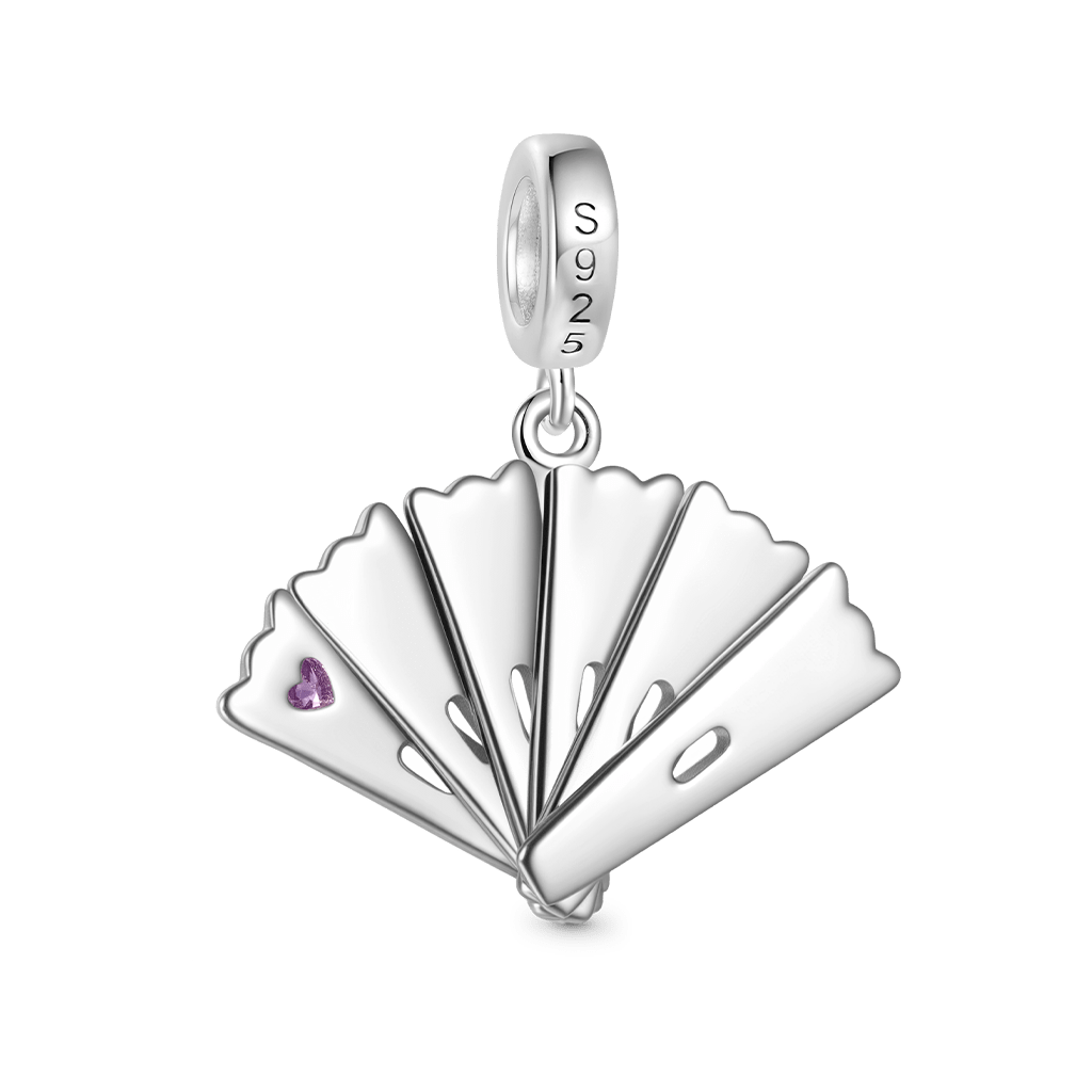 Gnoce LUCKY Openable Exquisite Fan Inlaid with Gemstone Pendant Dangle Charm_4