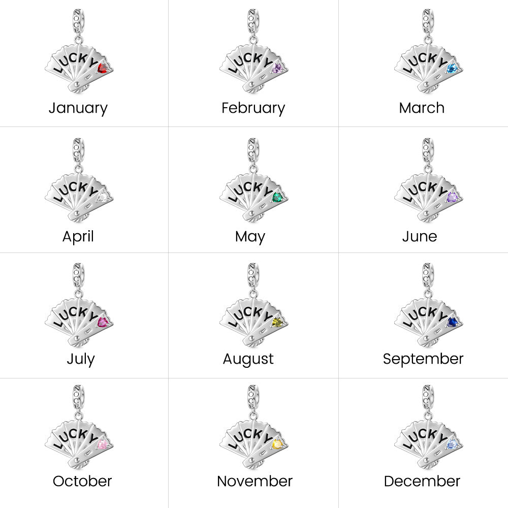 Gnoce LUCKY Openable Exquisite Fan Inlaid with Gemstone Pendant Dangle Charm_5