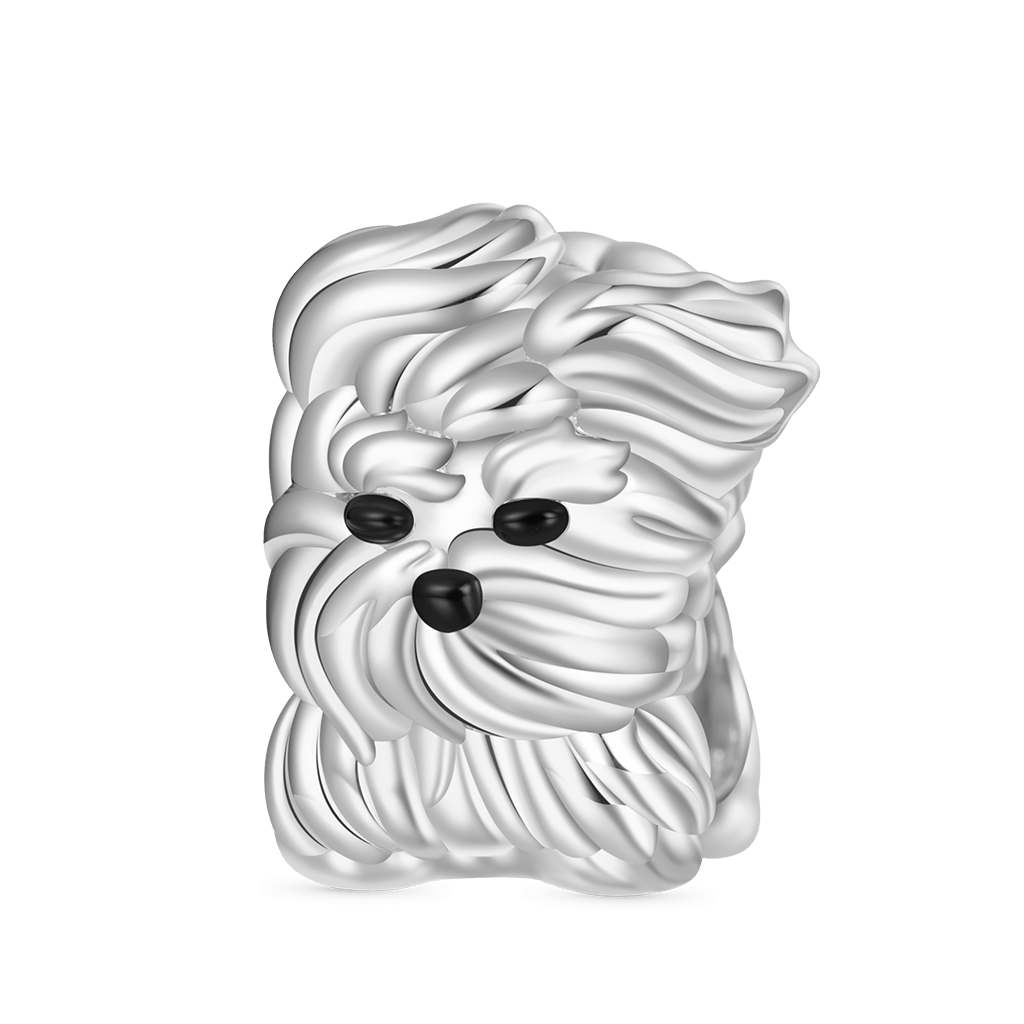 Gnoce Messy Dog West Highland Terrier Puppy Charm Platinum-plated Silver Blend_1