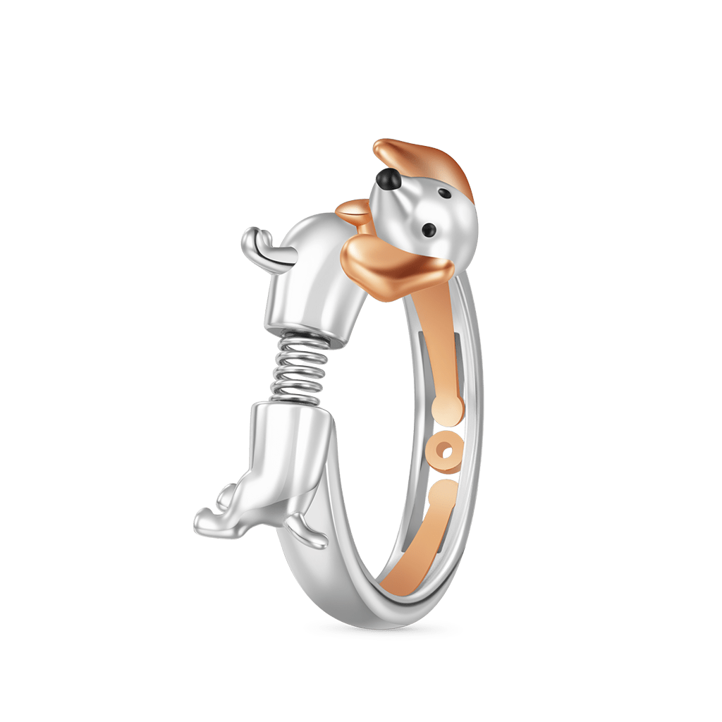 Gnoce Spoof Dachshund Adjustable Ring Platinum-plated Silver Blend_2