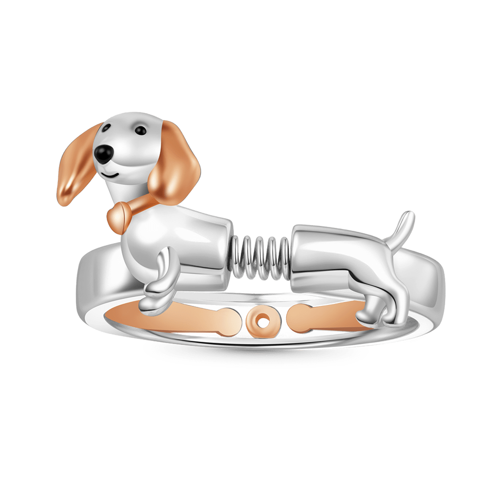 Gnoce Spoof Dachshund Adjustable Ring Platinum-plated Silver Blend_1