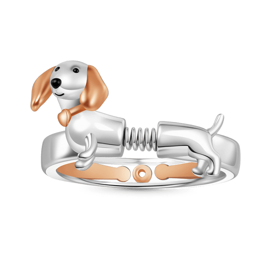 Gnoce Spoof Dachshund Adjustable Ring Platinum-plated Silver Blend_1