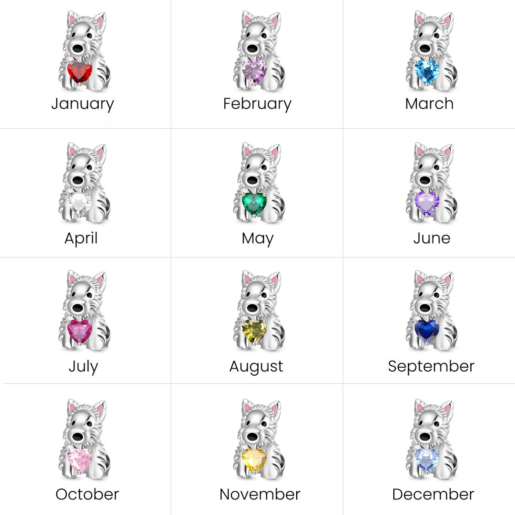 Gnoce West Highland Terrier Puppy Embraces Charm Platinum-plated Silver Blend_5