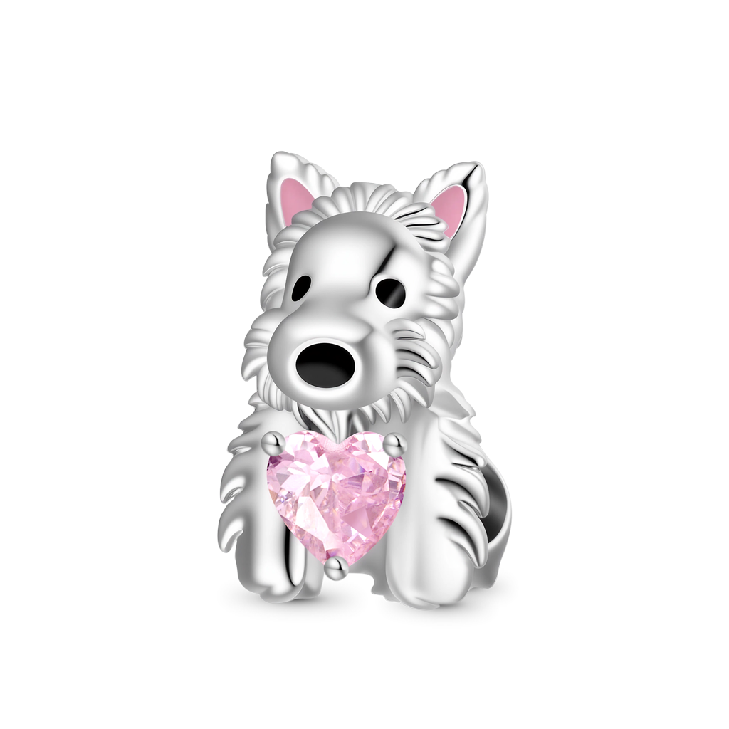 Gnoce West Highland Terrier Puppy Embraces Charm Platinum-plated Silver Blend_2