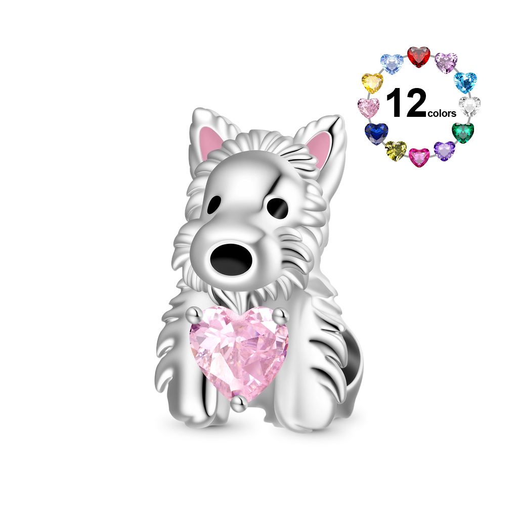 Gnoce West Highland Terrier Puppy Embraces Charm Platinum-plated Silver Blend_1