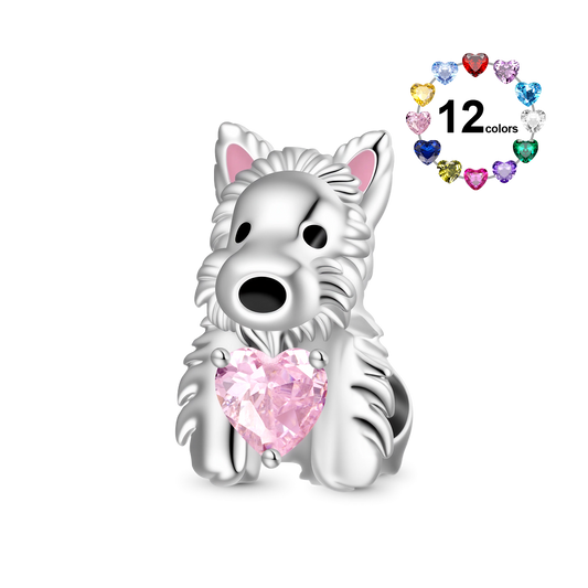 Gnoce West Highland Terrier Puppy Embraces Charm Platinum-plated Silver Blend_1