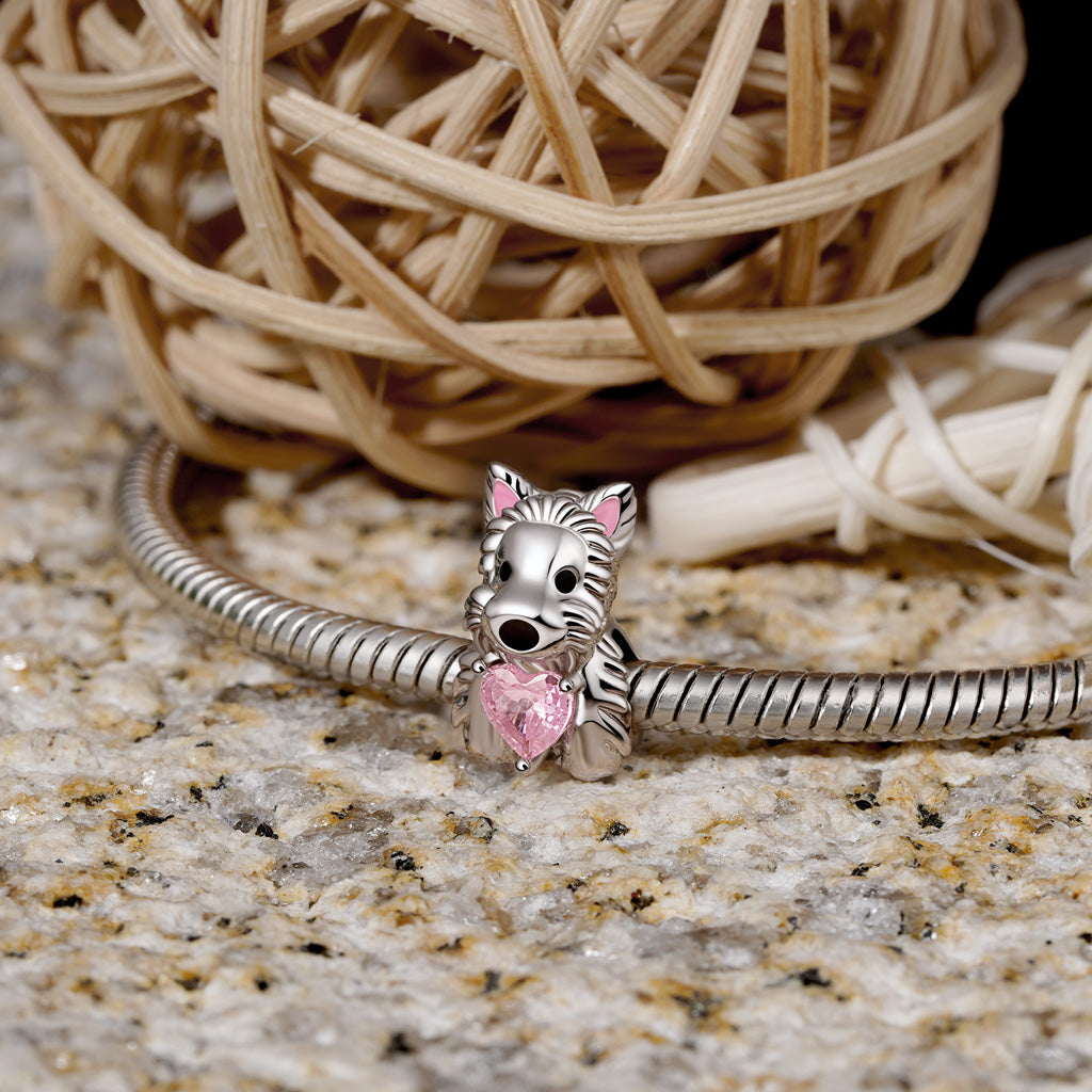 Gnoce West Highland Terrier Puppy Embraces Charm Platinum-plated Silver Blend_4