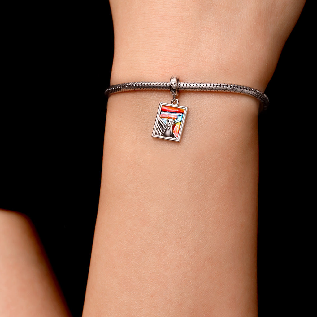 Gnoce Horror Chewing Scream Square Charm Platinum-plated Silver Blend_7