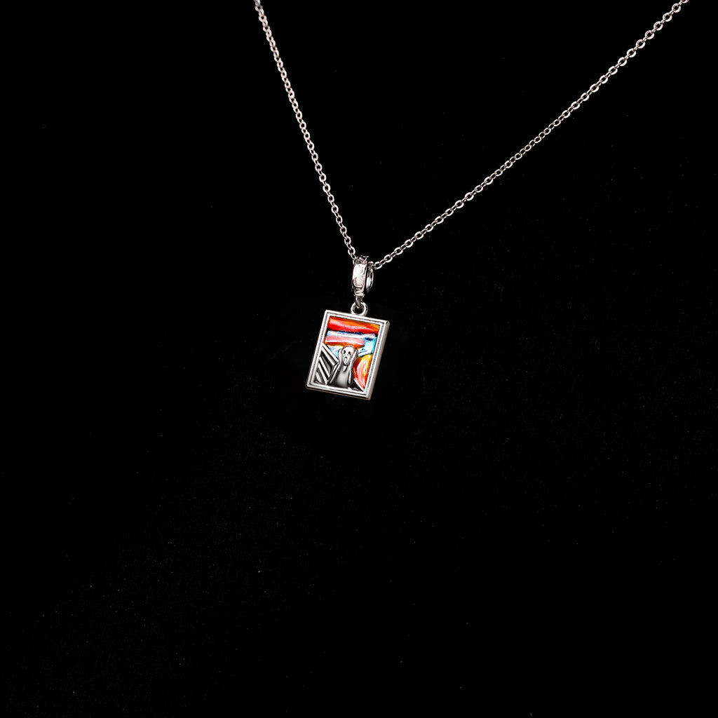 Gnoce Horror Chewing Scream Square Charm Platinum-plated Silver Blend_6
