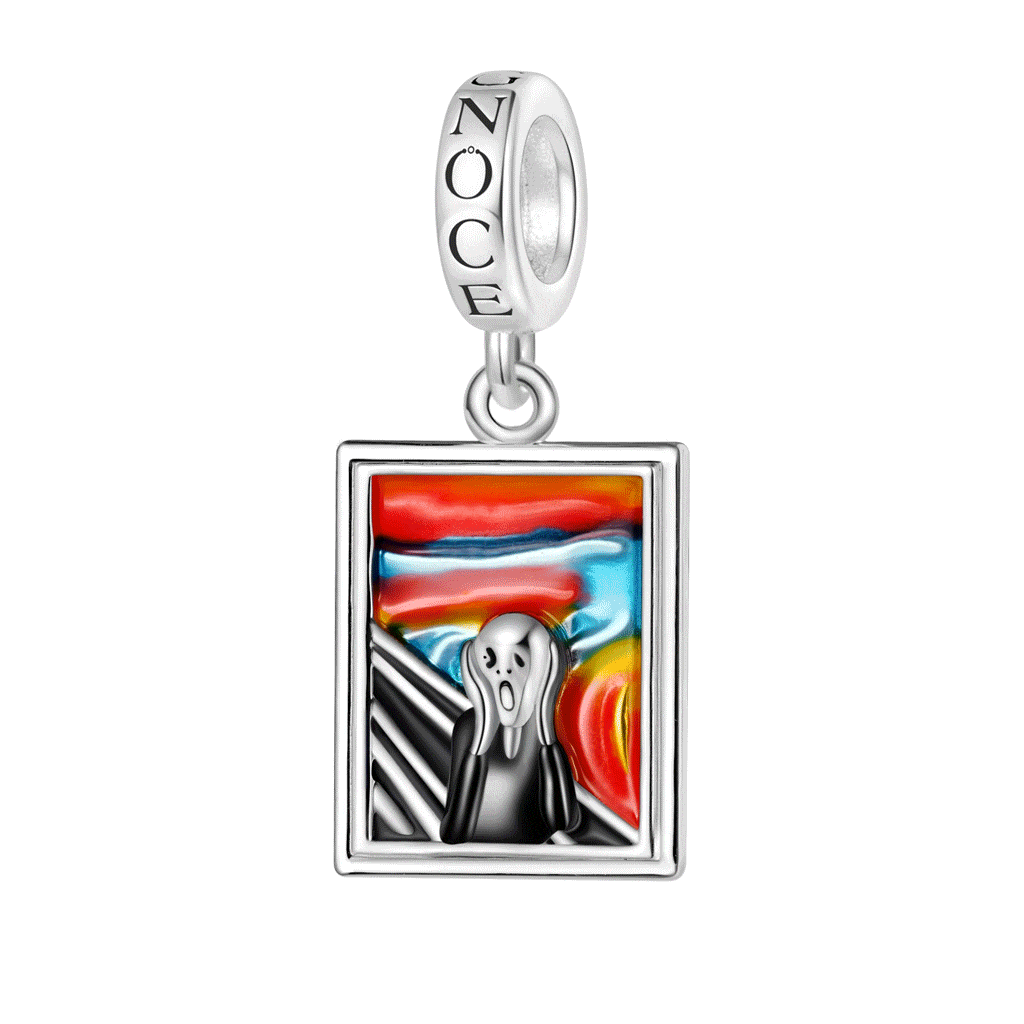 Gnoce Horror Chewing Scream Square Charm Platinum-plated Silver Blend_1