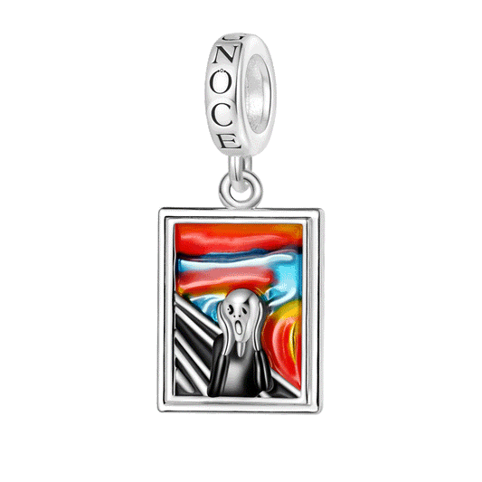 Gnoce Horror Chewing Scream Square Charm Platinum-plated Silver Blend_1