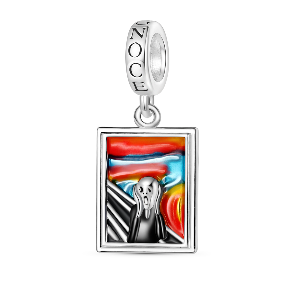 Gnoce Horror Chewing Scream Square Charm Platinum-plated Silver Blend_2