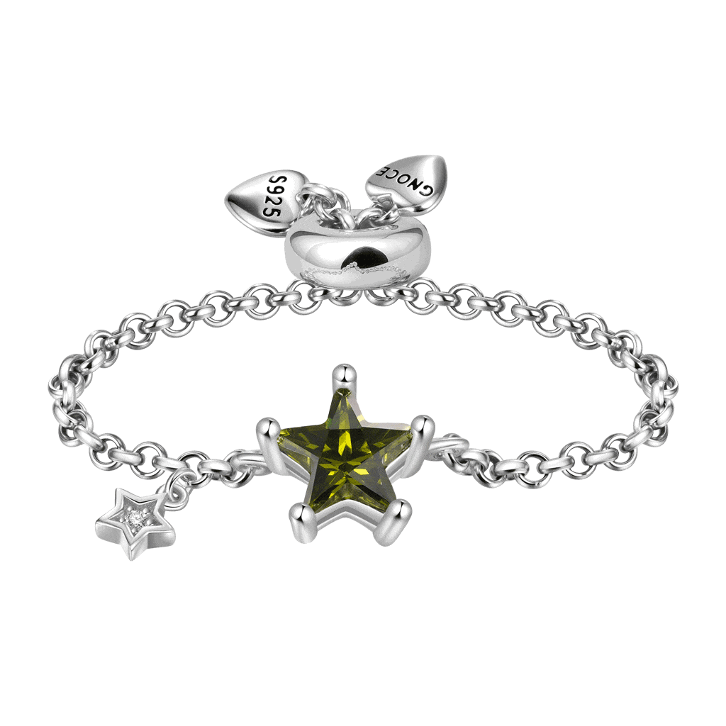 Gnoce Engravable Olive Yellow Star Chain Ring_1