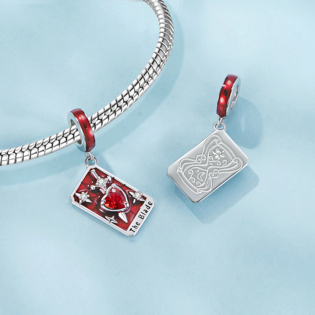 Gnoce Tarot Red Swords Pendant Dangle Charm_2