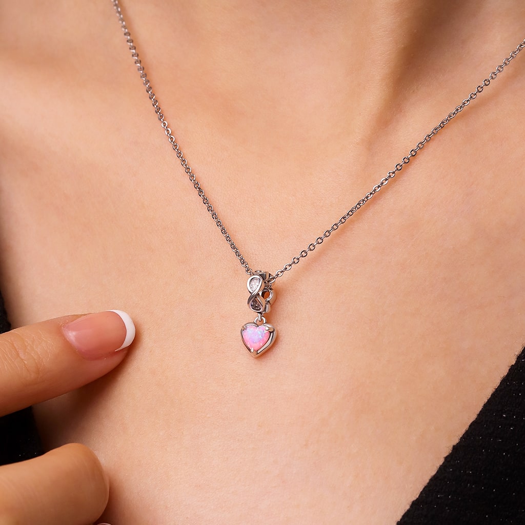 Gnoce Heart of Eternity Opal Pendant Dangle Charm_5