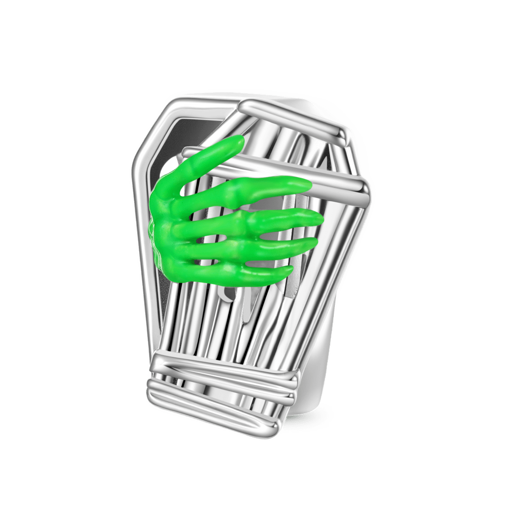 Gnoce Luminous Coffin Skeleton Hand Charm Platinum-plated Silver Blend_2