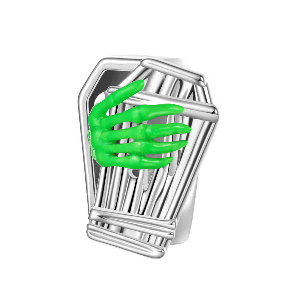 Gnoce Luminous Coffin Skeleton Hand Charm Platinum-plated Silver Blend_1
