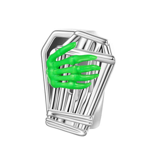 Gnoce Luminous Coffin Skeleton Hand Charm Platinum-plated Silver Blend_1