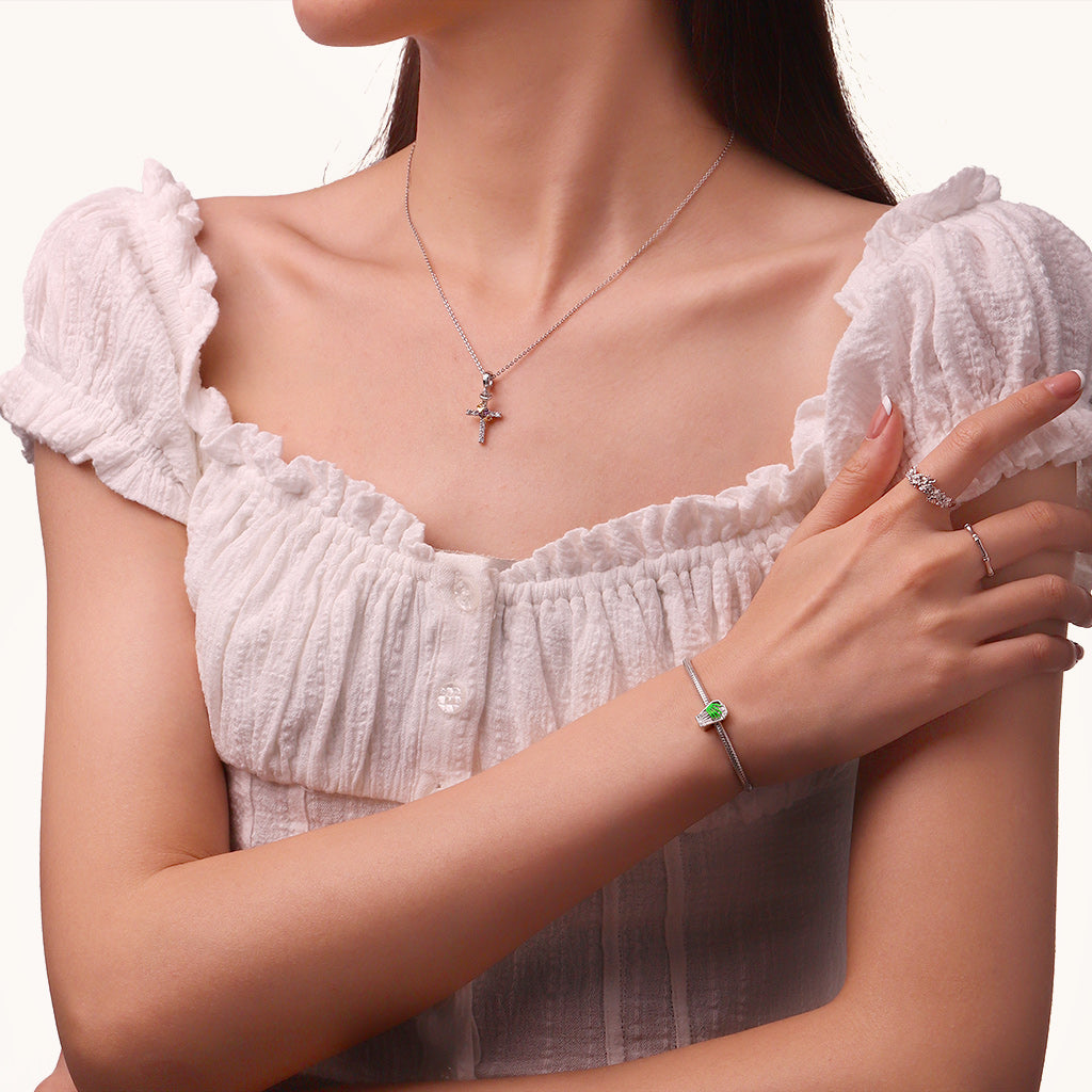 Gnoce Luminous Coffin Skeleton Hand Charm Platinum-plated Silver Blend_5