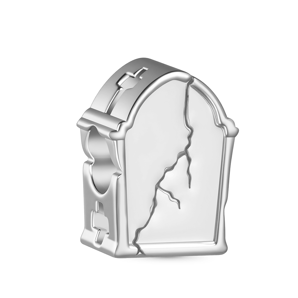 Gnoce Cracked RIP Tombstone Glow-in-the-Dark Charm Platinum-plated Silver Blend_3