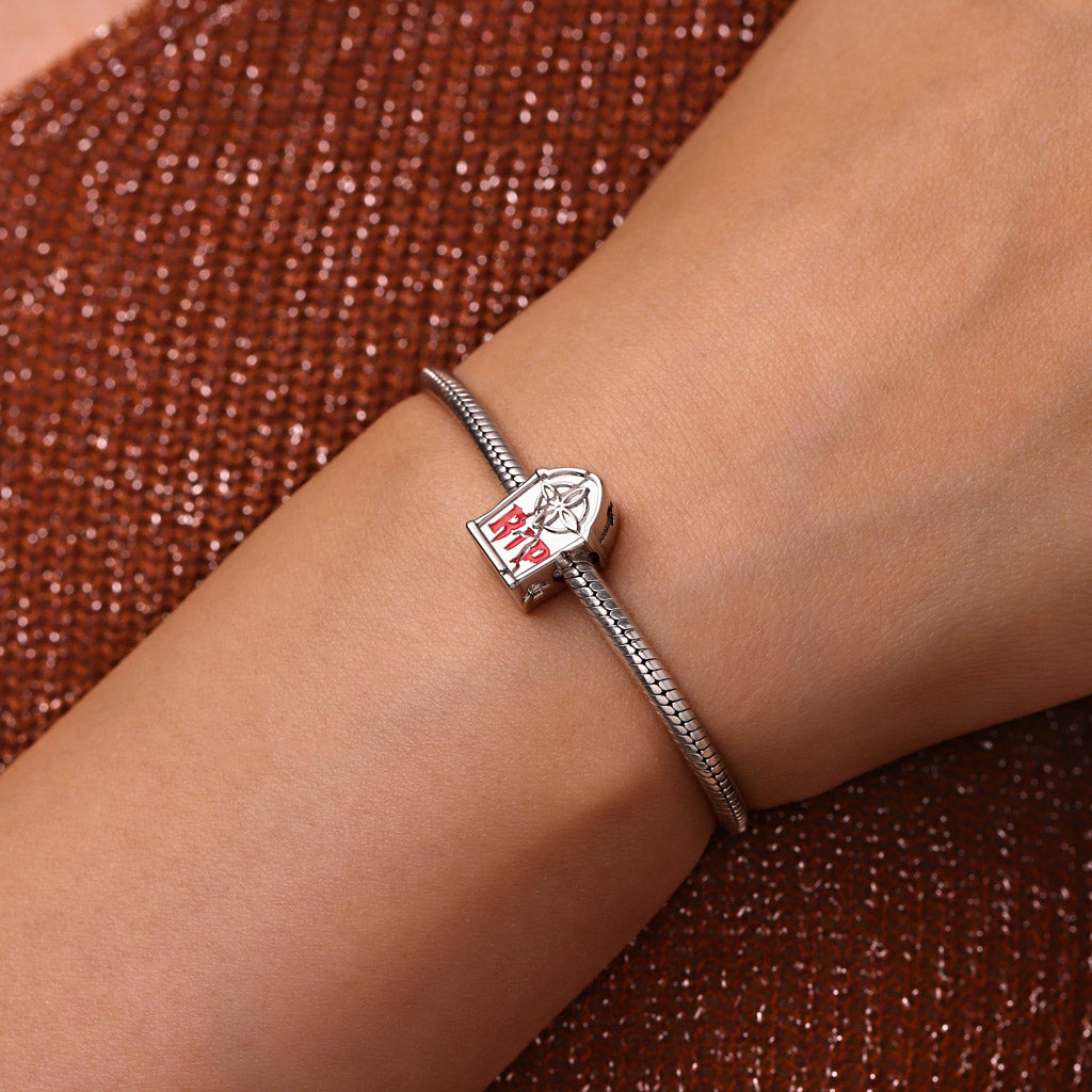 Gnoce Cracked RIP Tombstone Glow-in-the-Dark Charm Platinum-plated Silver Blend_6