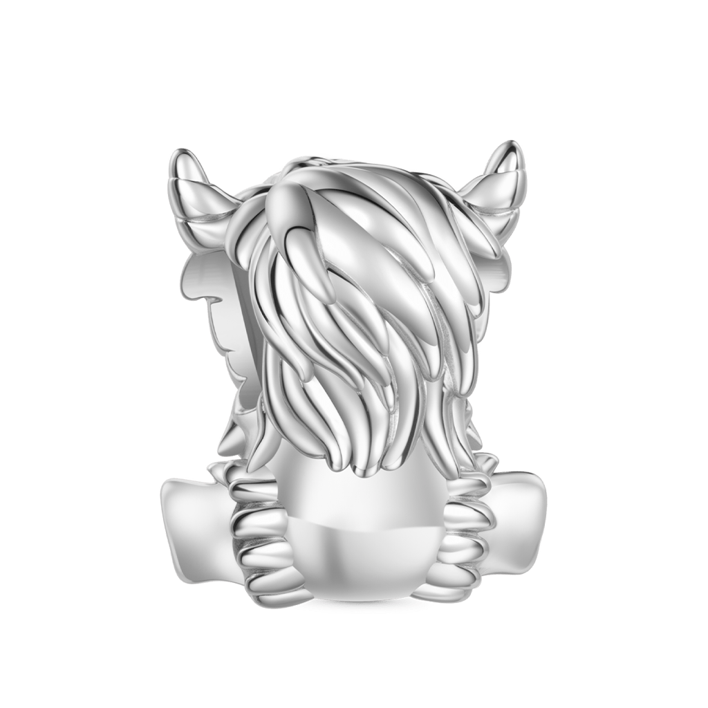 Gnoce Football Highland Cow Charm Platinum-plated Silver Blend_2