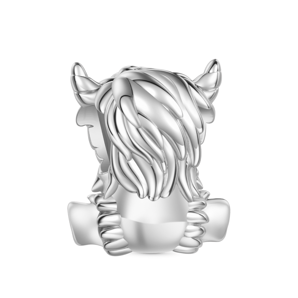 Gnoce Football Highland Cow Charm Platinum-plated Silver Blend_2
