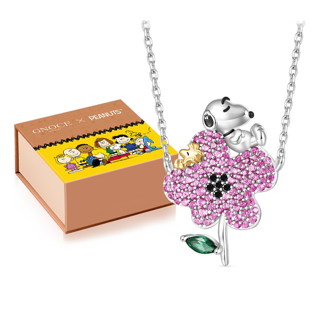 Gnoce Peanuts Snoopy Nature Flower Diamond Necklace_2
