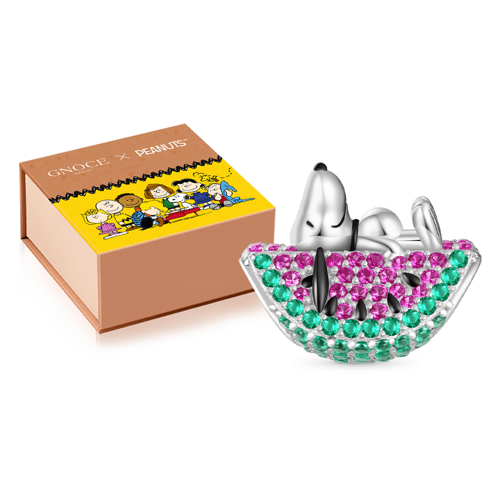 Gnoce Peanuts Lying Snoopy Watermelon Diamond Charm_2