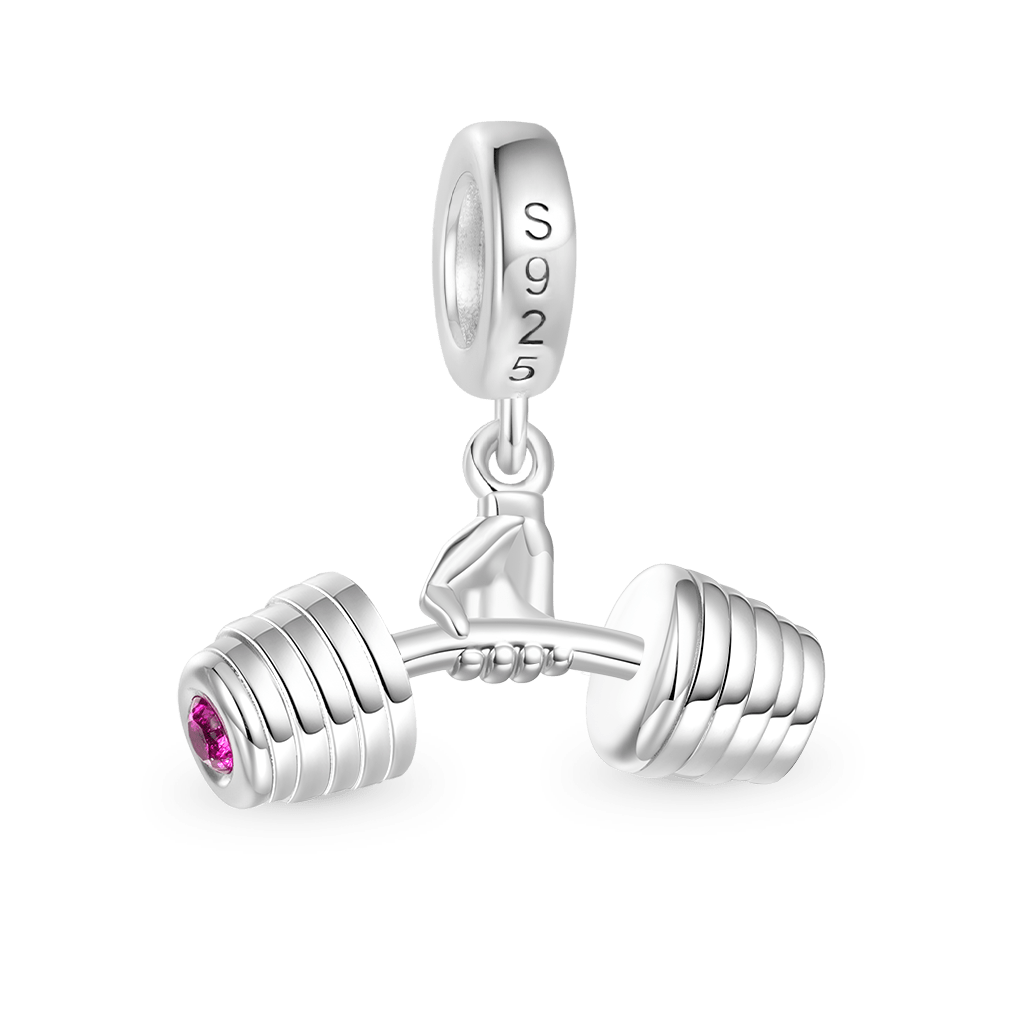 Gnoce Fitness Enthusiast Holding Dumbbell Charm Platinum-plated Silver Blend_2