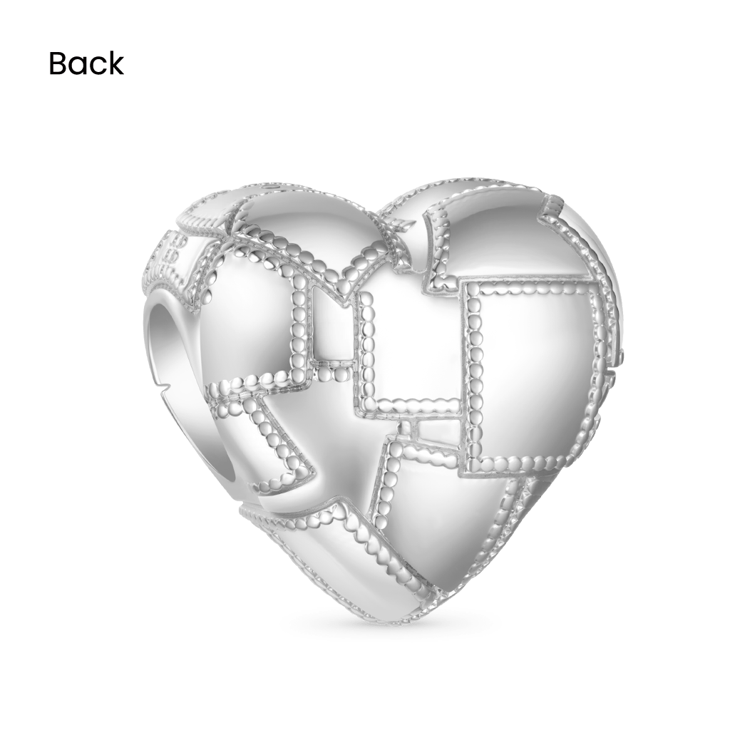 Gnoce Metallic Silver Texture Splicing Heart Charm Platinum-plated Silver Blend_2