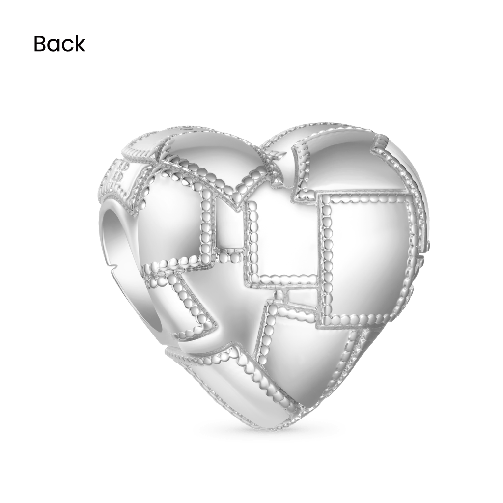 Gnoce Metallic Silver Texture Splicing Heart Charm Platinum-plated Silver Blend_2