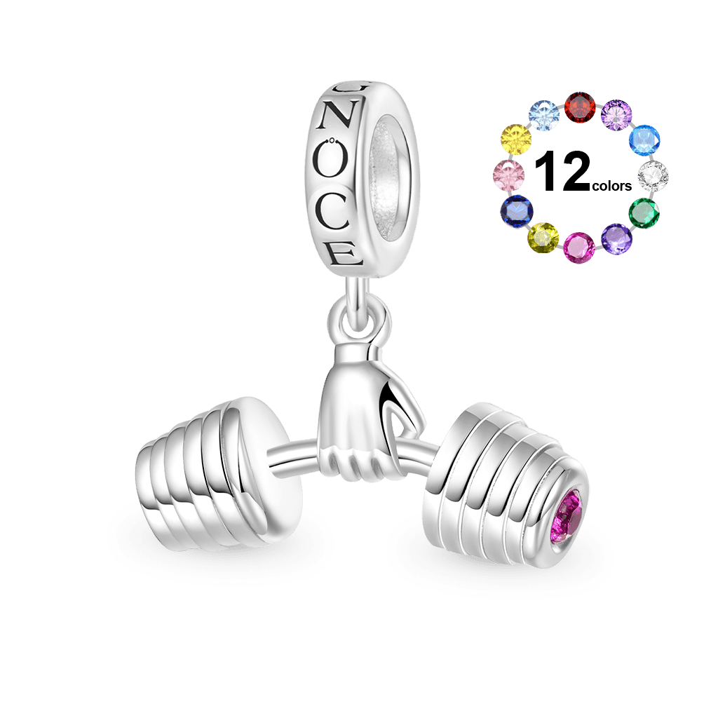 Gnoce Fitness Enthusiast Holding Dumbbell Charm Platinum-plated Silver Blend_1